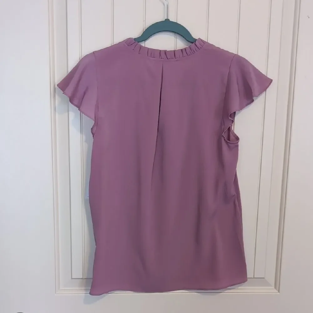 NWT Nine West Dusty Purple Flutter Sleeve Blouse - Picture 9 of 13